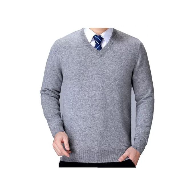 Tricot pour homme col V Gris clair