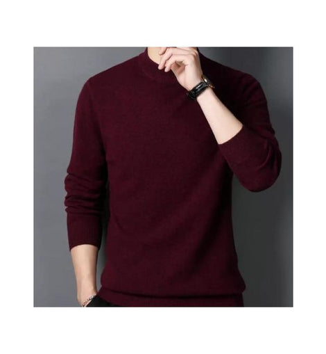 pull col haut homme rouge foncé