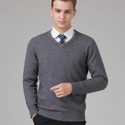 Tricot pour homme col V Gris foncé