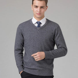 Tricot pour homme col V Gris foncé