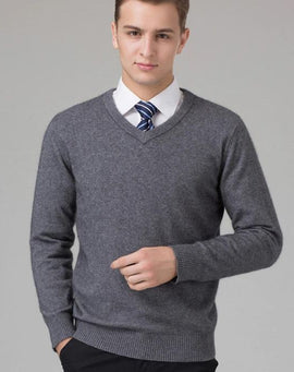 Tricot pour homme col V Gris foncé