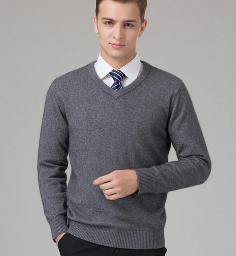 Tricot pour homme col V Gris foncé