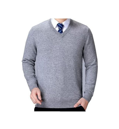 Tricot pour homme col V Gris clair