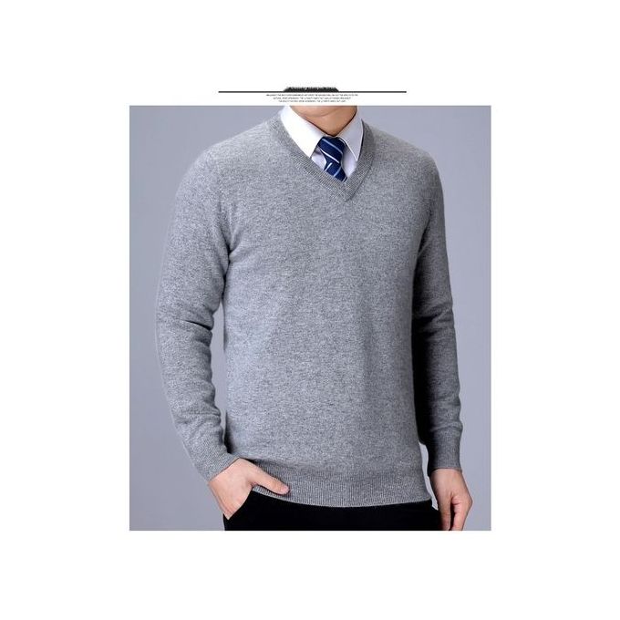Tricot pour homme col V Gris clair