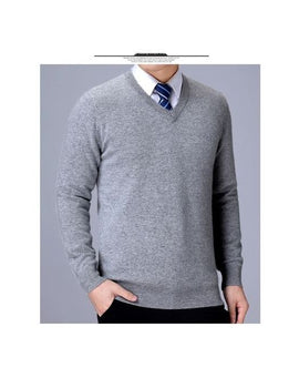 Tricot pour homme col V Gris clair