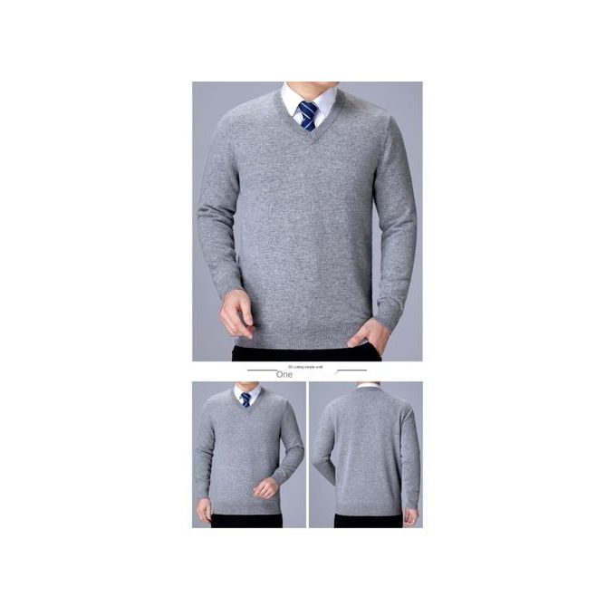 Tricot pour homme col V Gris clair