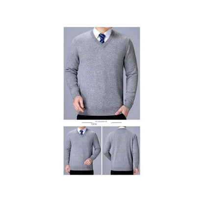 Tricot pour homme col V Gris clair