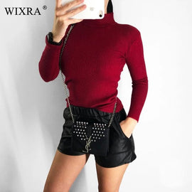 Pulll col roulé femme, Grenat