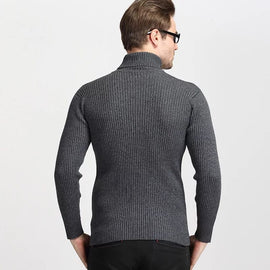 Cachemire pull hommes roulé mince chandail automne, décontracté, tricotés gris chine