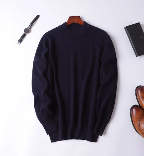 pull homme & Femme col monté bleu marine