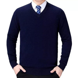 Tricot pour homme col V Bleu marine