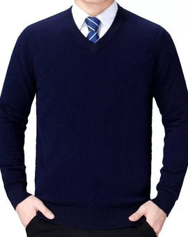 Tricot pour homme col V Bleu marine