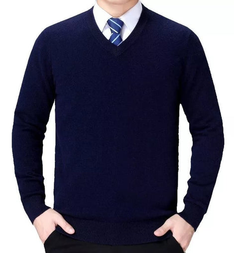 Tricot pour homme col V Bleu marine
