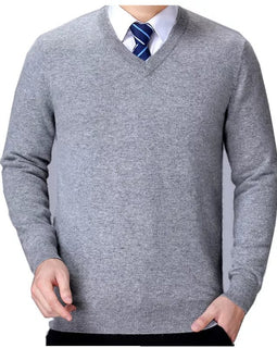 Tricot pour homme col V Gris clair