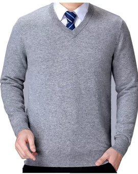 Tricot pour homme col V Gris clair