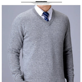 Tricot pour homme col V Gris clair