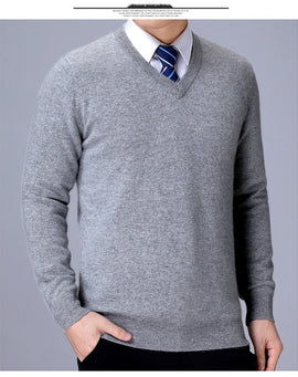 Tricot pour homme col V Gris clair