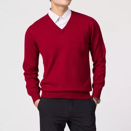 Tricot pour homme col V grenat
