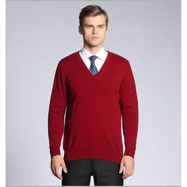 Tricot pour homme col V Grenat