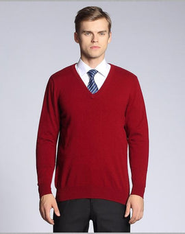 Tricot pour homme col V Grenat