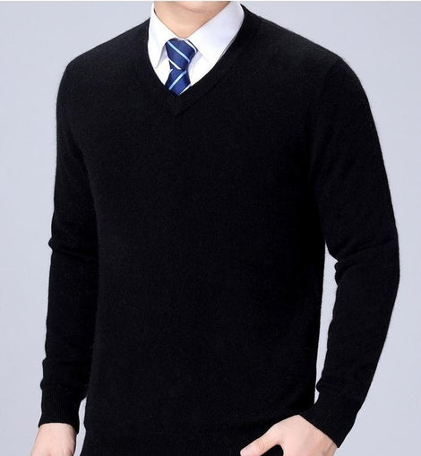 Tricot pour homme col V Noir